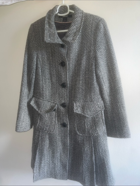 Dkny Jackets & Blazers - DKNY Gray Textured Button-Front Pea Coat
